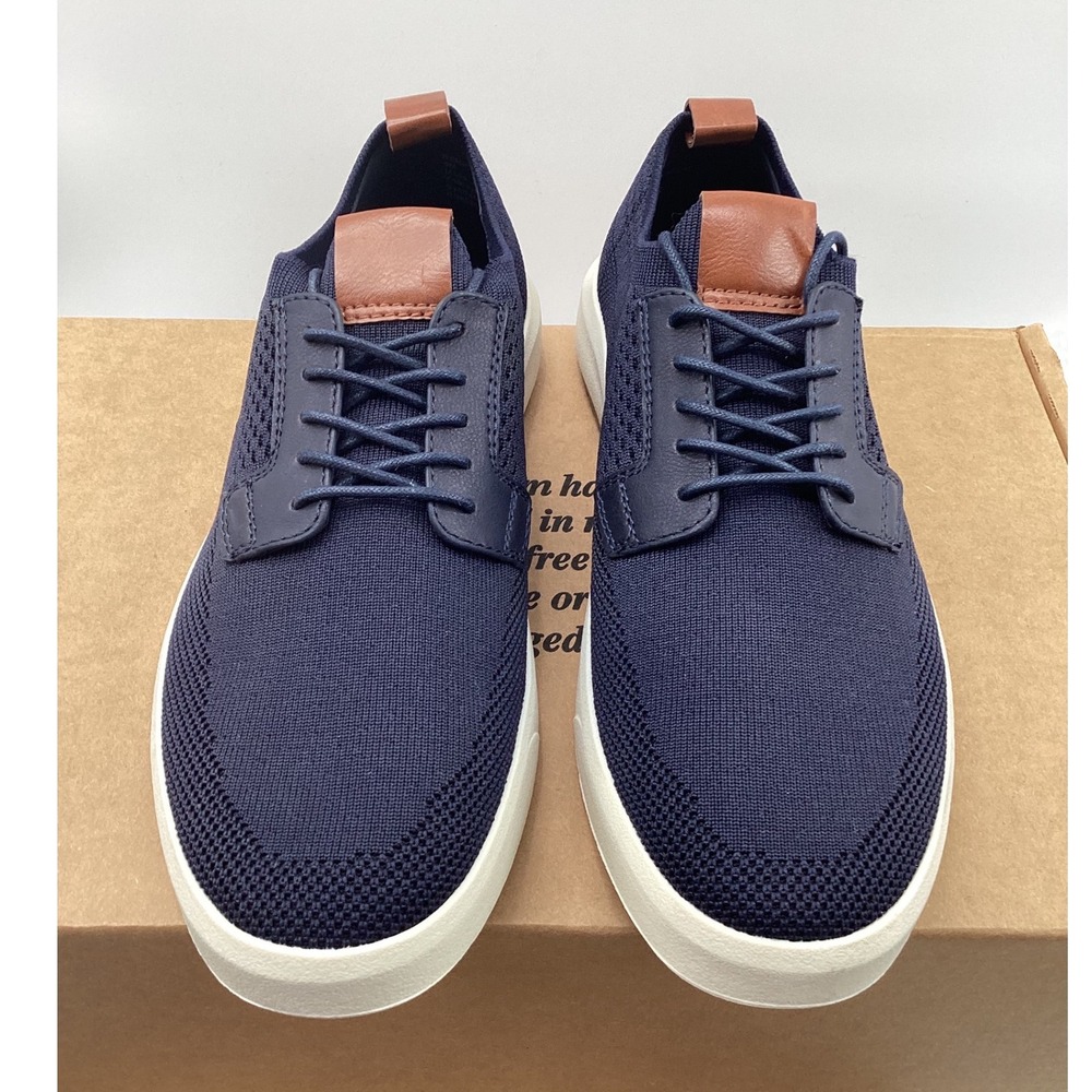 Nordstrom rack Navy Knit Lace Up Sneakers Mens 9M Brown Accents